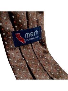 Vintage Clip-On Tie 1970's Dad Brown & Orange Polka Dot By Mark Of California